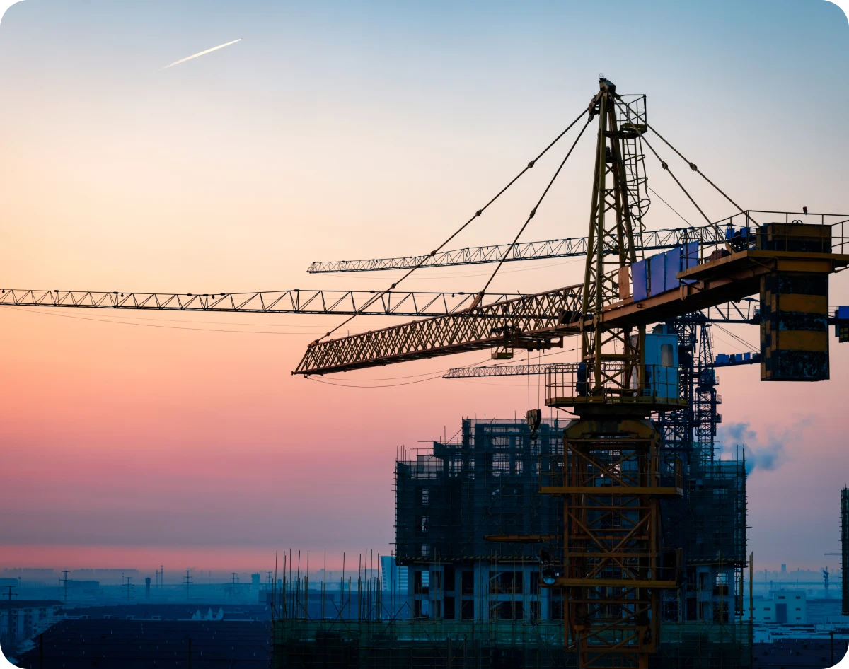 Urban construction at dusk